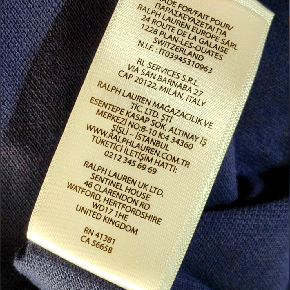 Men's POLO RALPH LAUREN Navy Blue Mesh Contrast Trim POLO Shirt/Custom slim fit - Picture 7 of 8